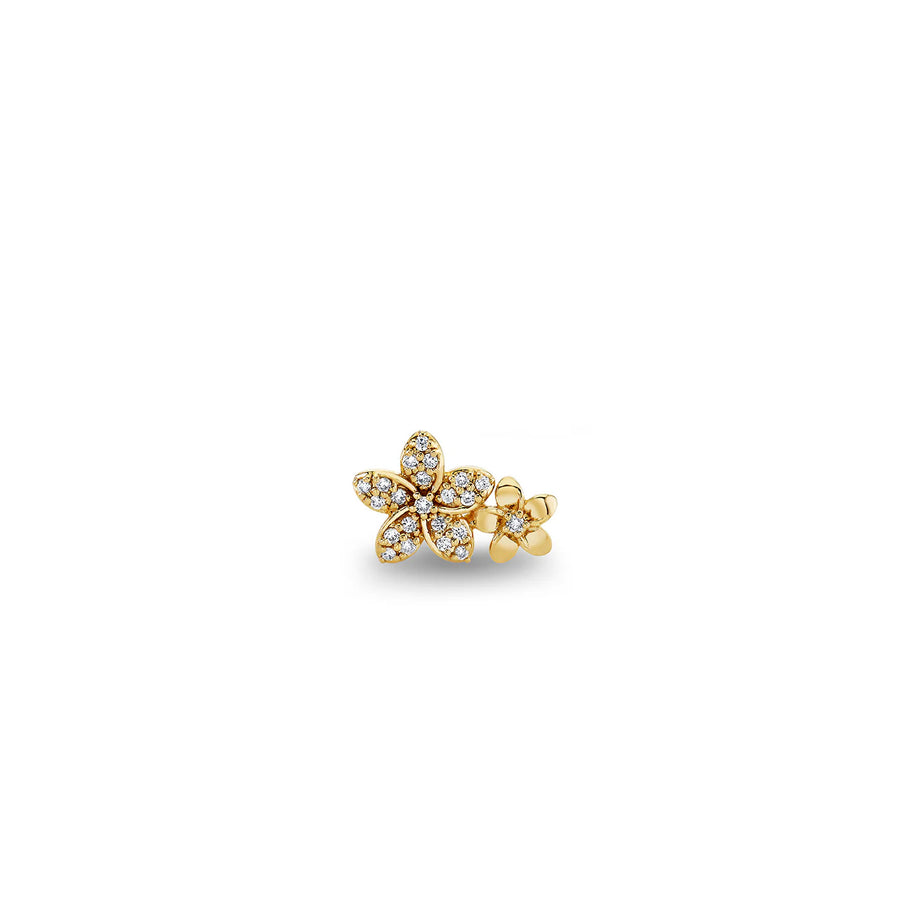 Gold & Diamond Small Double Plumeria Studs - Sydney Evan Fine Jewelry