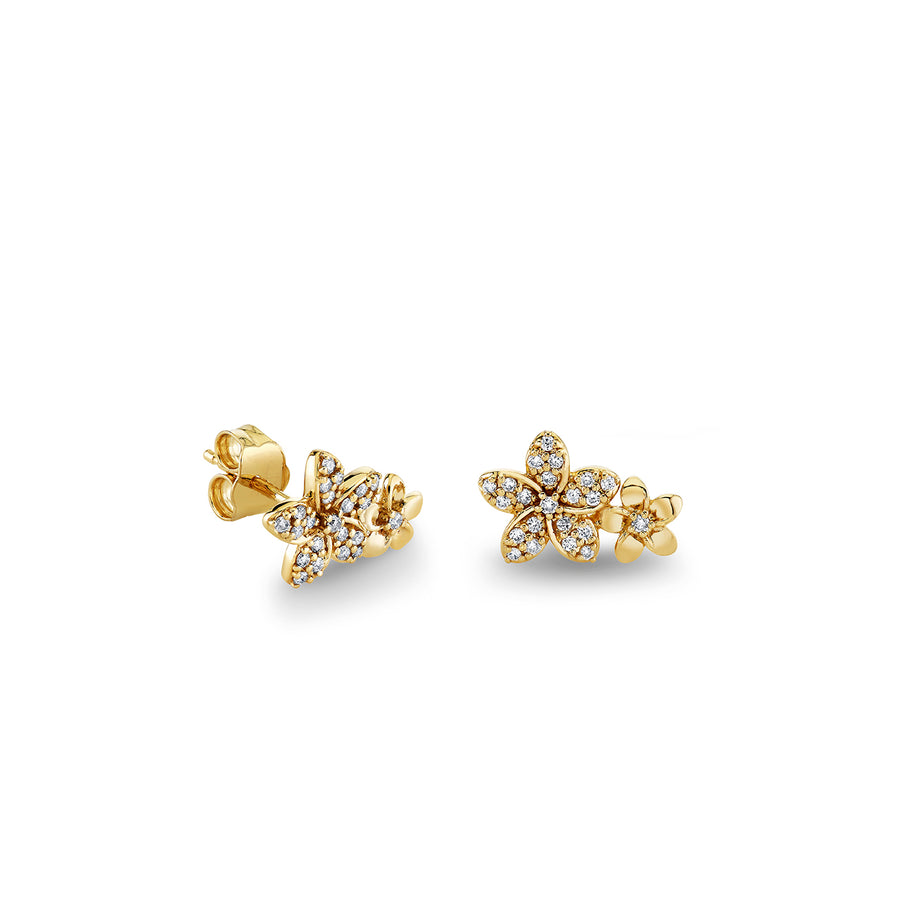 Gold & Diamond Small Double Plumeria Studs - Sydney Evan Fine Jewelry