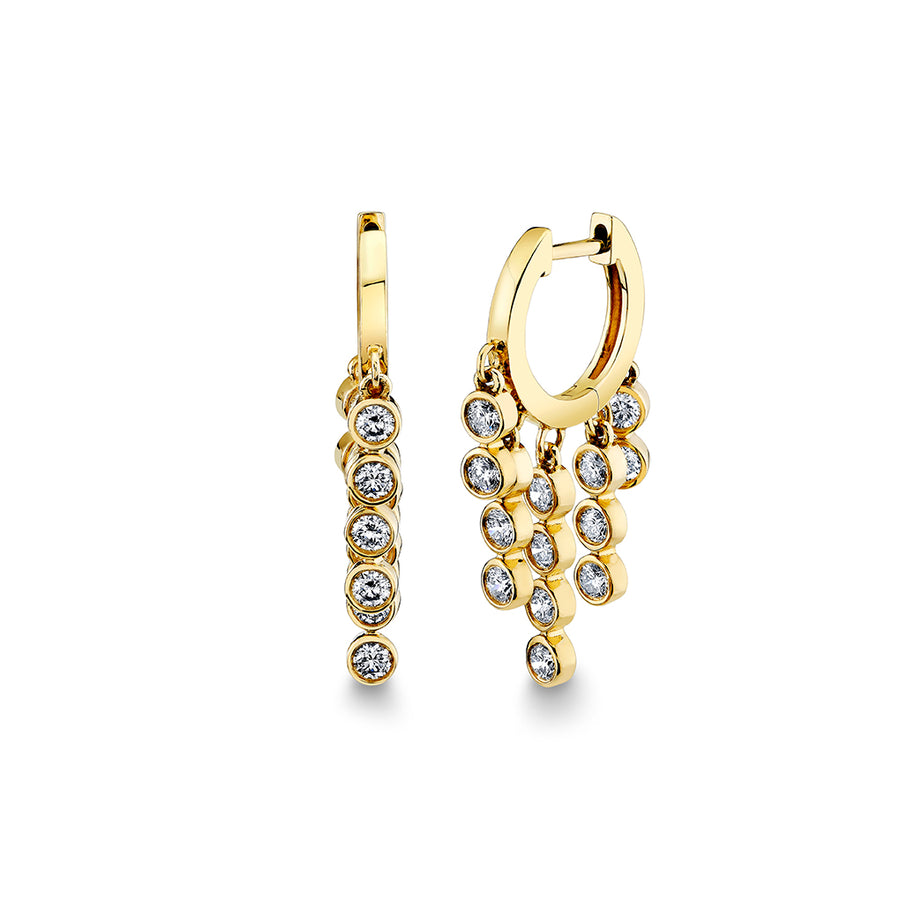 Gold & Diamond Graduated Fringe Bezel Huggie Hoops - Sydney Evan Fine Jewelry