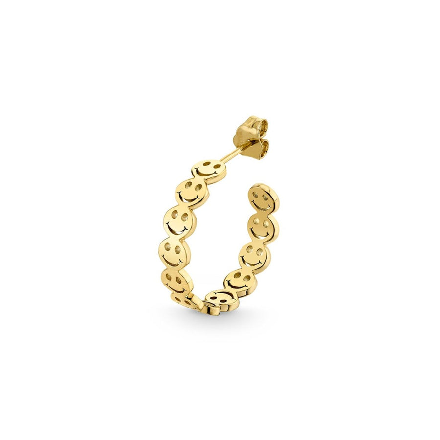 Pure Gold Happy Face Medium Hoops - Sydney Evan Fine Jewelry