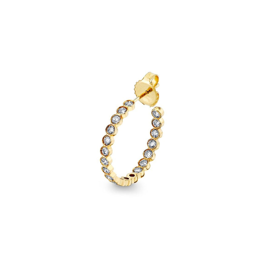 Gold & Diamond Bezel Medium Hoops - Sydney Evan Fine Jewelry