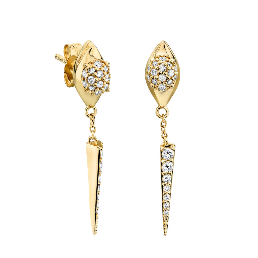 Gold & Diamond Hanging Snake Long Spike Earrings - Sydney Evan Fine Jewelry