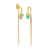 Gold, Diamond & Opal Hanging Snake Long Spike Earrings