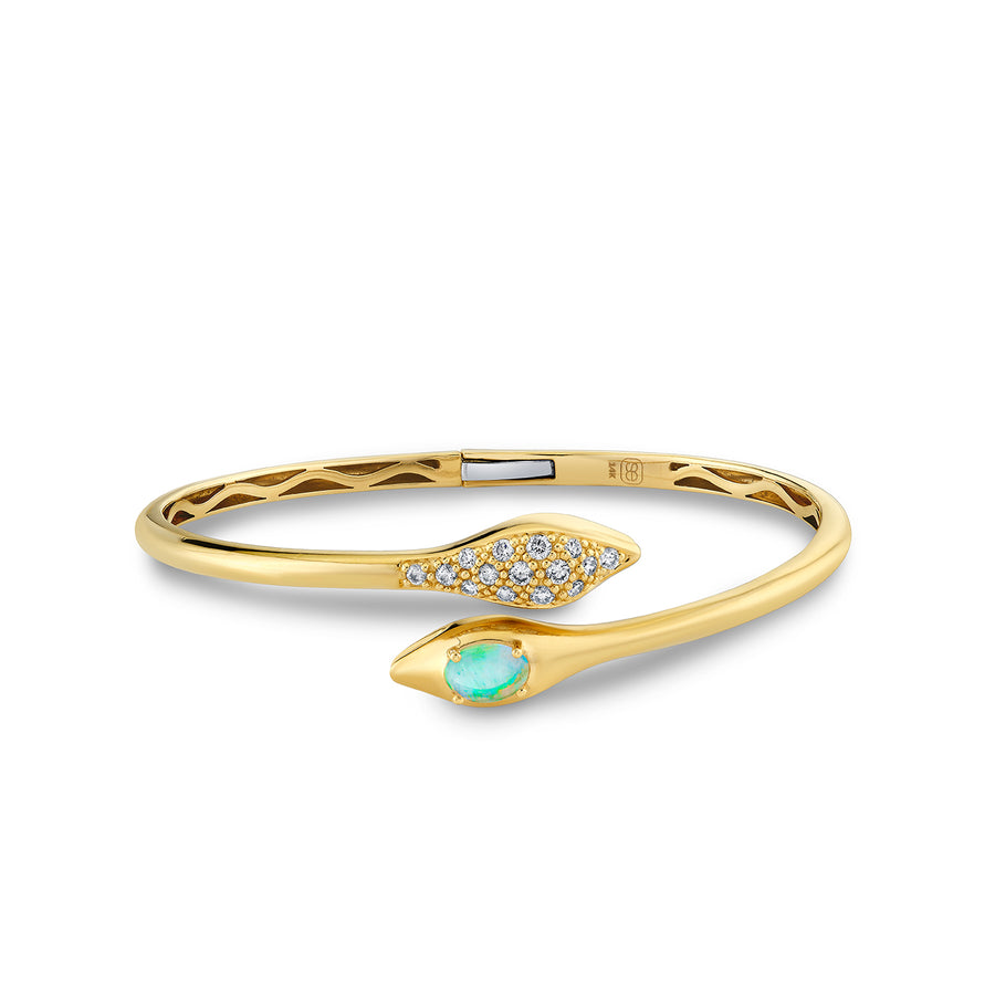 Gold, Diamond & Opal Pave Small Snake Hinge Bangle - Sydney Evan Fine Jewelry