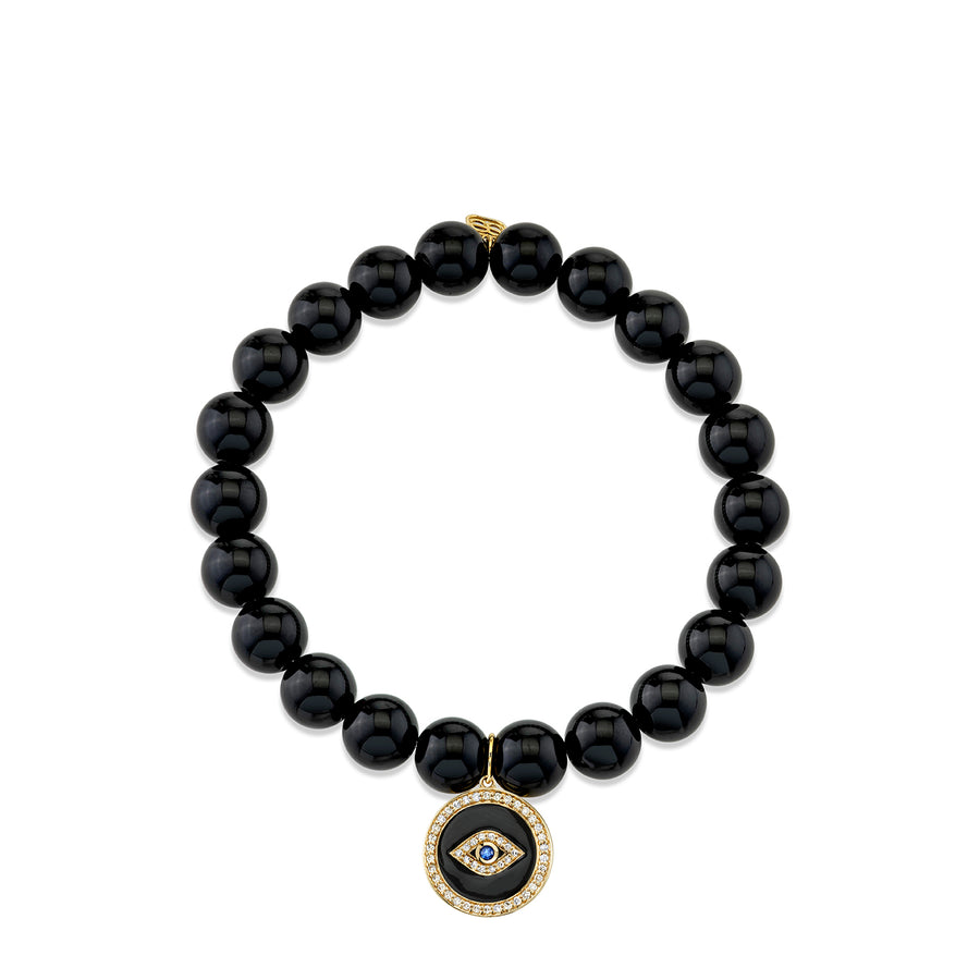 Gold & Diamond Protective Eye Coin On Onyx - Sydney Evan Fine Jewelry