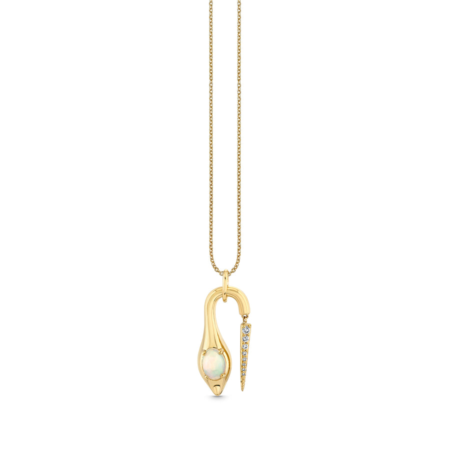 Gold, Diamond & Opal Large Hanging Snake Pendant - Sydney Evan Fine Jewelry