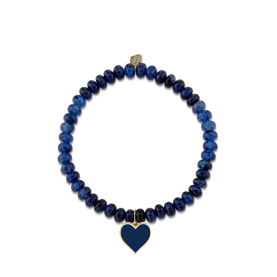 Gold & Enamel Heart on Sapphire - Sydney Evan Fine Jewelry