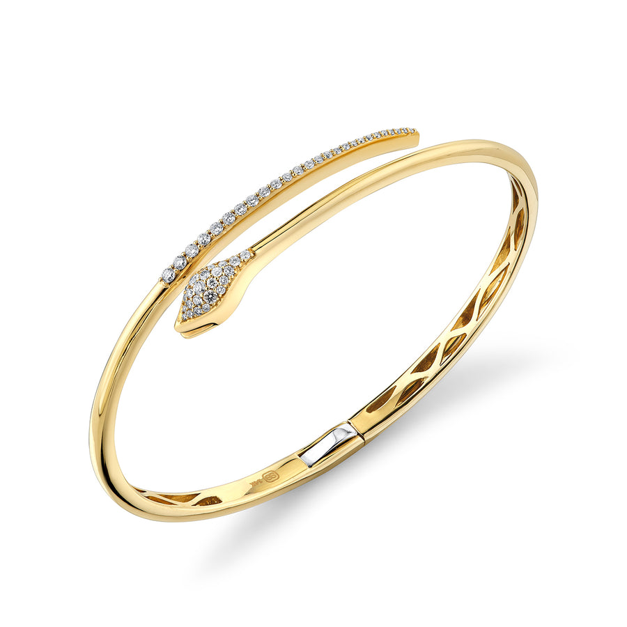 Gold & Diamond Snake Head Marquis Bangle - Sydney Evan Fine Jewelry