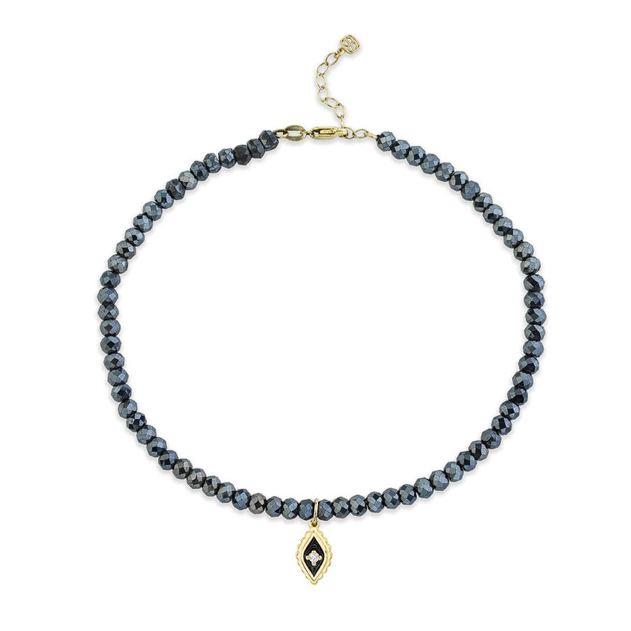 Gold & Diamond Fringe Mystic Black Spinel Anklet - Sydney Evan Fine Jewelry