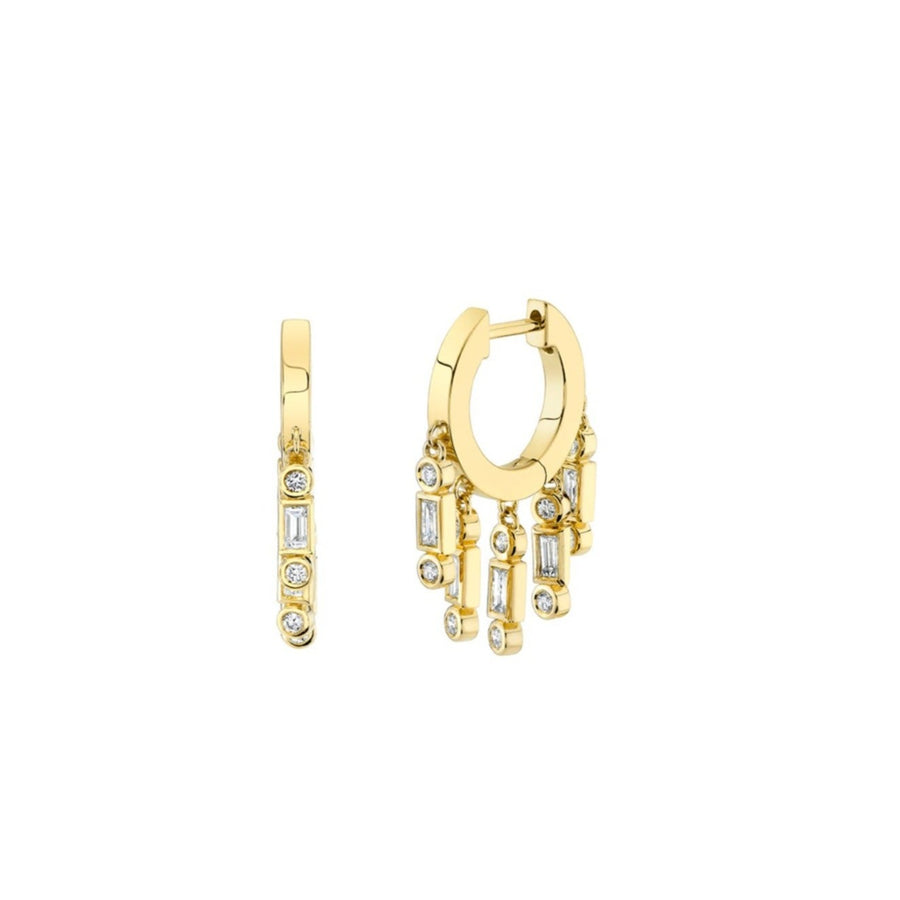 Gold & Diamond Baguette Fringe Huggie Hoops - Sydney Evan Fine Jewelry