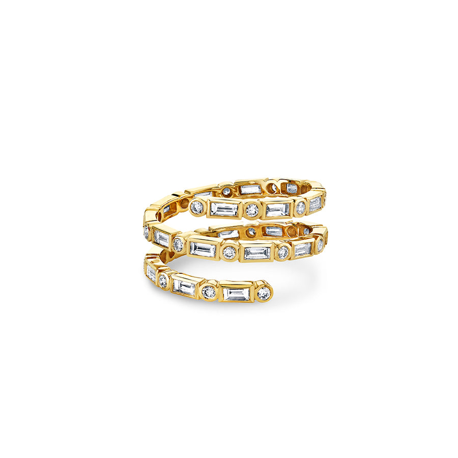 Gold & Diamond Baguette Double Coil Ring - Sydney Evan Fine Jewelry
