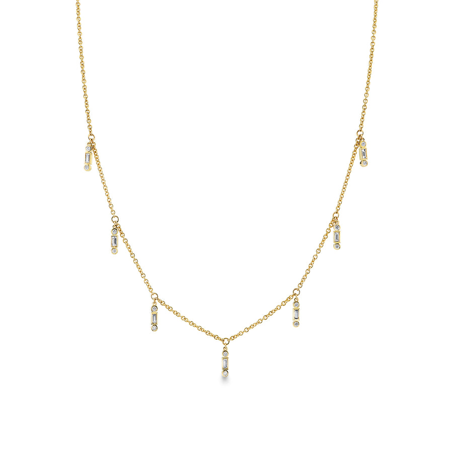 Gold & Diamond Baguette Fringe Necklace - Sydney Evan Fine Jewelry