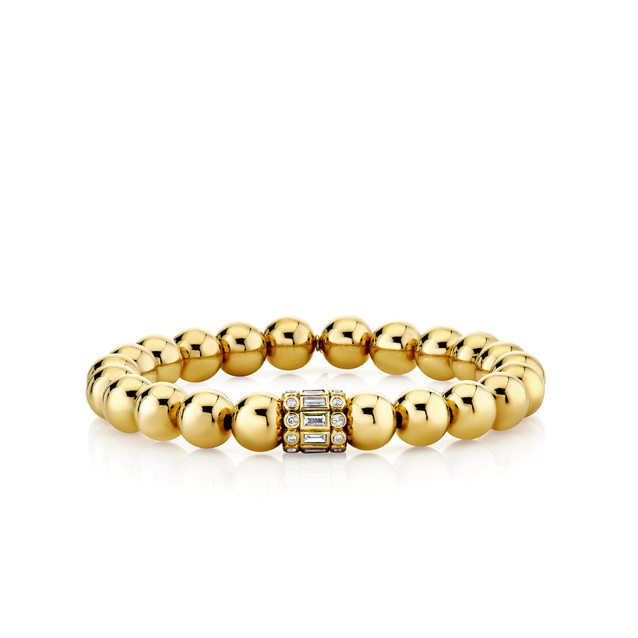 Gold & Diamond Baguette Rondelle on Gold Beads - Sydney Evan Fine Jewelry