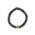 Gold & Diamond Baguette & Round Bezel Rondelle On Mystic Black Spinel