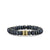 Gold & Diamond Baguette & Round Bezel Rondelle On Mystic Black Spinel