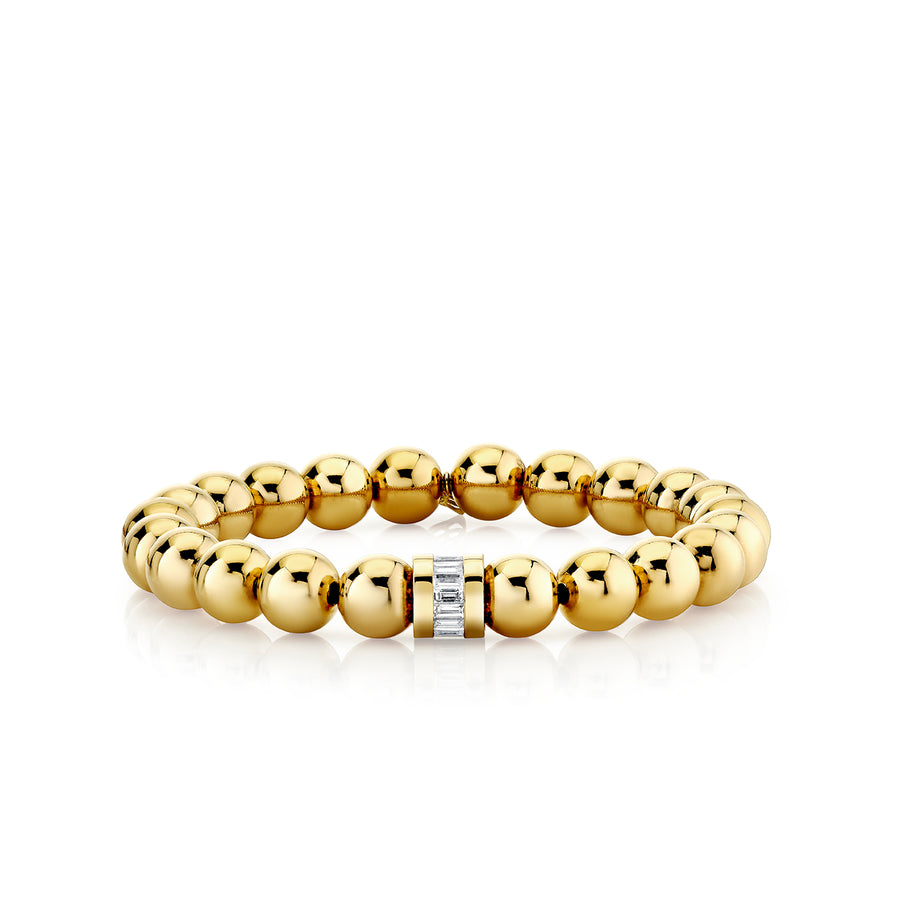 Gold & Diamond Stacked Baguette & Bezel Rondelle on Gold Beads - Sydney Evan Fine Jewelry