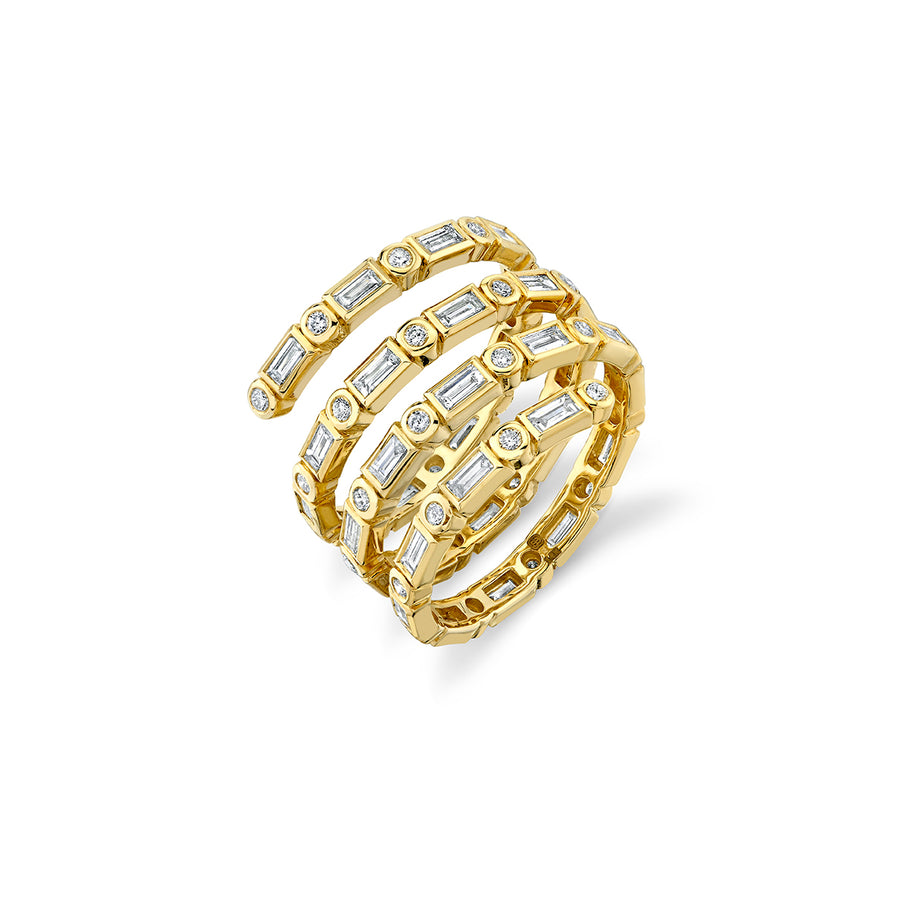Gold & Diamond Baguette Triple Coil Ring - Sydney Evan Fine Jewelry