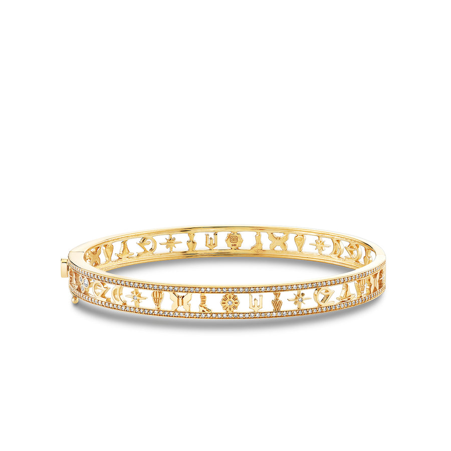 Gold & Diamond Wicked Pave Icon Hinge Bangle - Sydney Evan Fine Jewelry