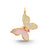 Gold, Diamond, Mother of Pearl & Pink Sapphire Wicked Glinda Tone Inlay Pave Butterfly Charm