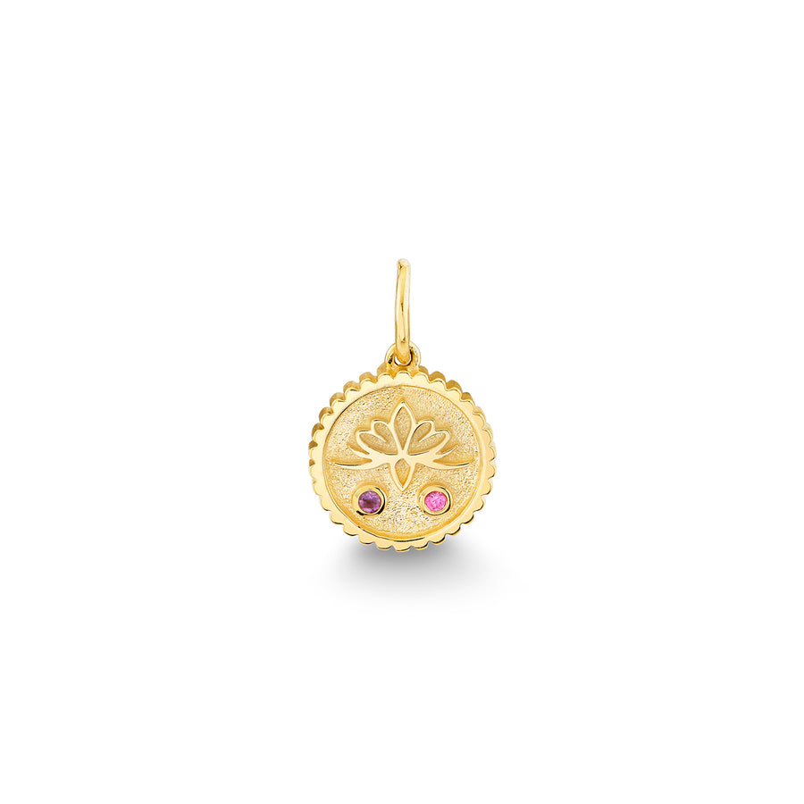 Gold, Amethyst & Pink Sapphire Wicked Glinda Lotus Tiny Coin - Sydney Evan Fine Jewelry