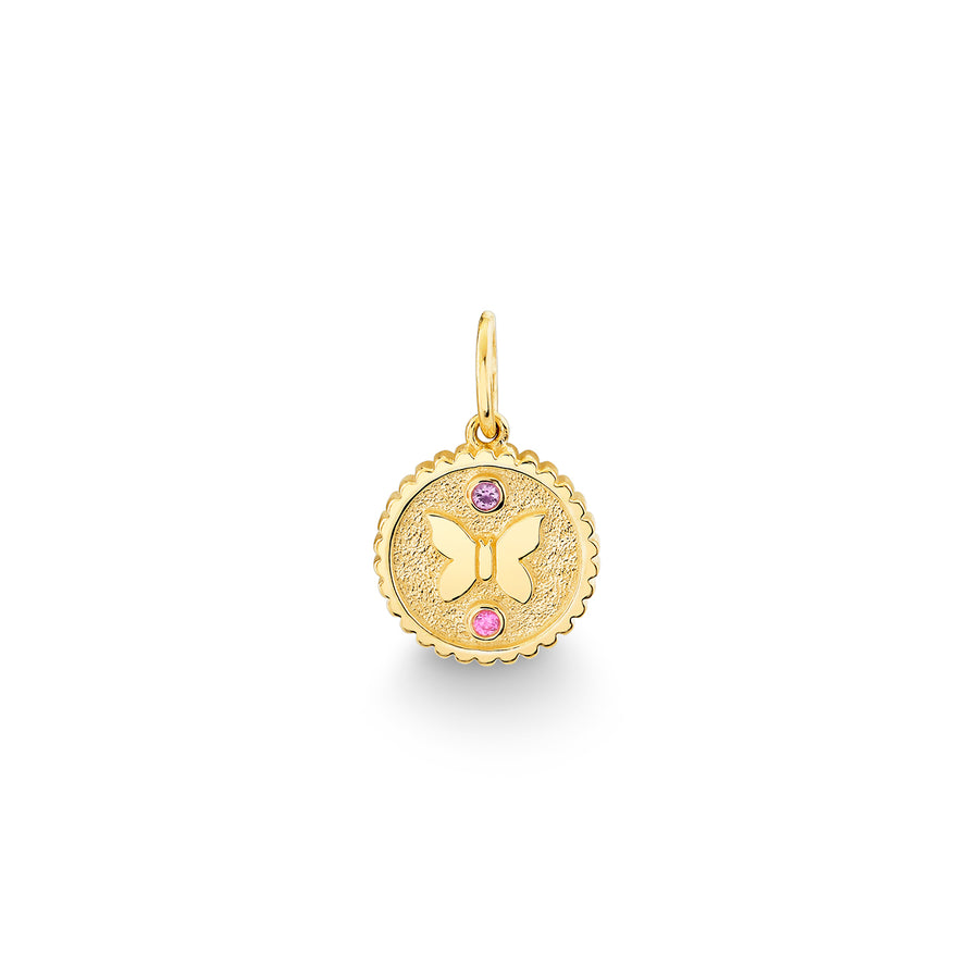 Gold, Amethyst & Pink Sapphire Wicked Glinda Butterfly Tiny Coin - Sydney Evan Fine Jewelry