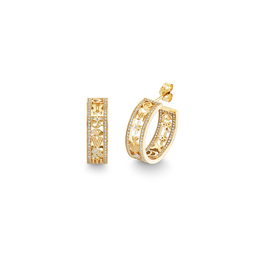 Gold & Diamond Wicked Medium Pave Icon Hoops - Sydney Evan Fine Jewelry