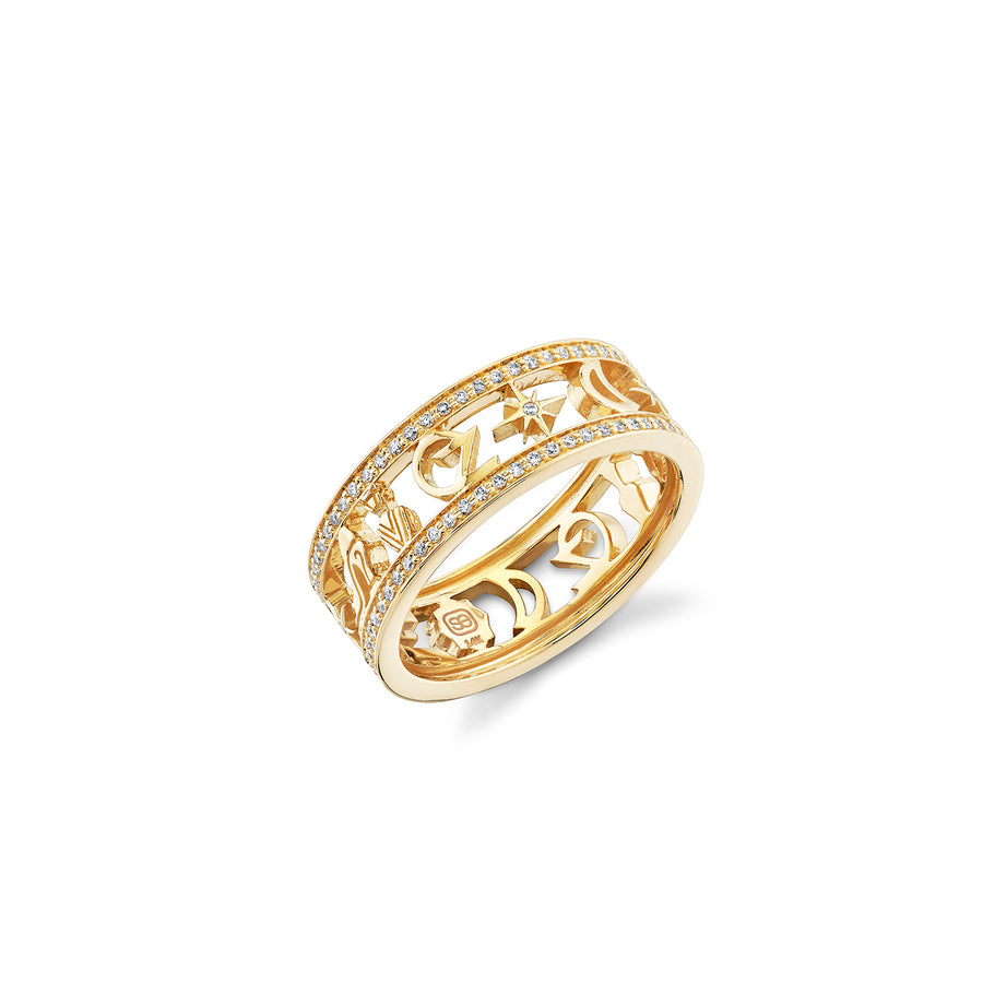 Gold & Pave Diamond Wicked Icon Eternity Ring - Sydney Evan Fine Jewelry