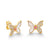 Gold, Diamond, Pink Sapphire & Mother of Pearl Wicked Glinda Stone Inlay Pave Butterfly Stud