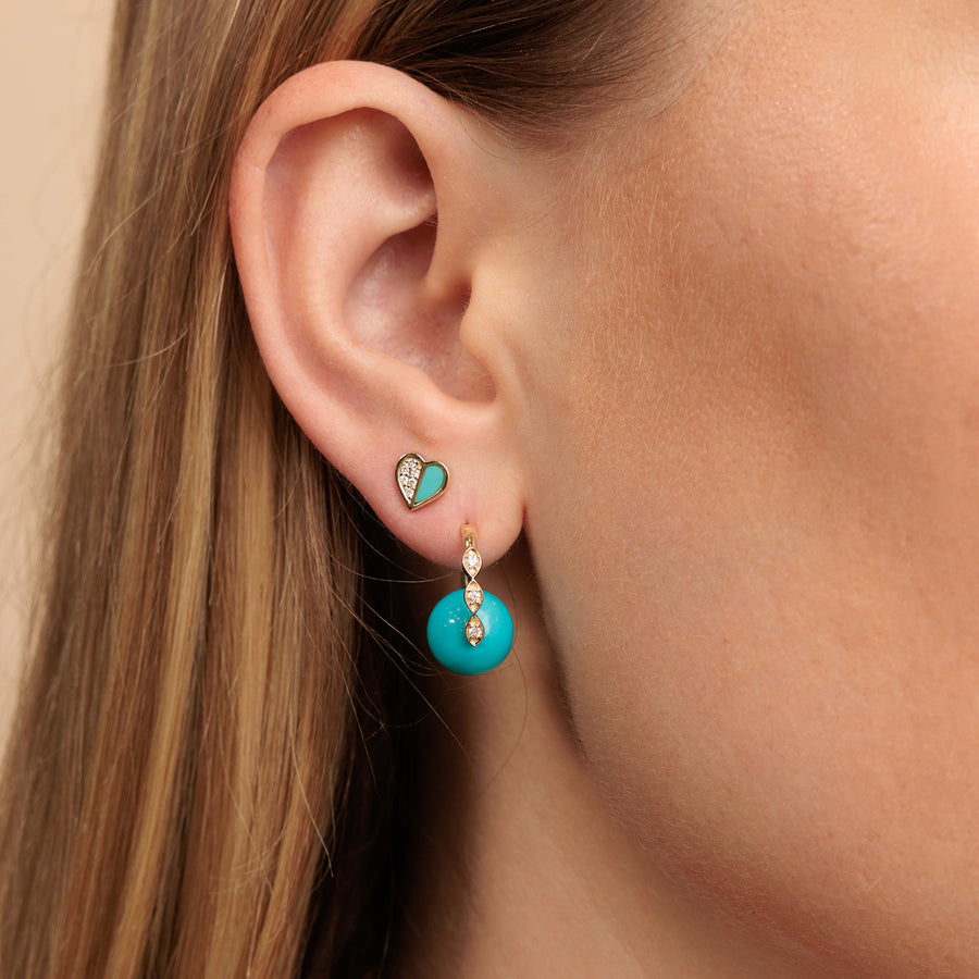 Gold & Diamond Marquise Eye Turquoise Earrings - Sydney Evan Fine Jewelry