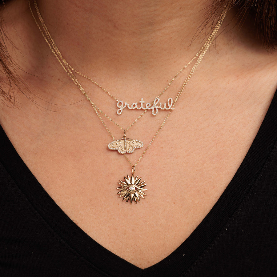 Gold & Diamond Grateful Script Necklace - Sydney Evan Fine Jewelry
