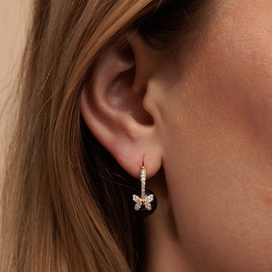 Gold & Diamond Butterfly Sapphire Earrings - Sydney Evan Fine Jewelry