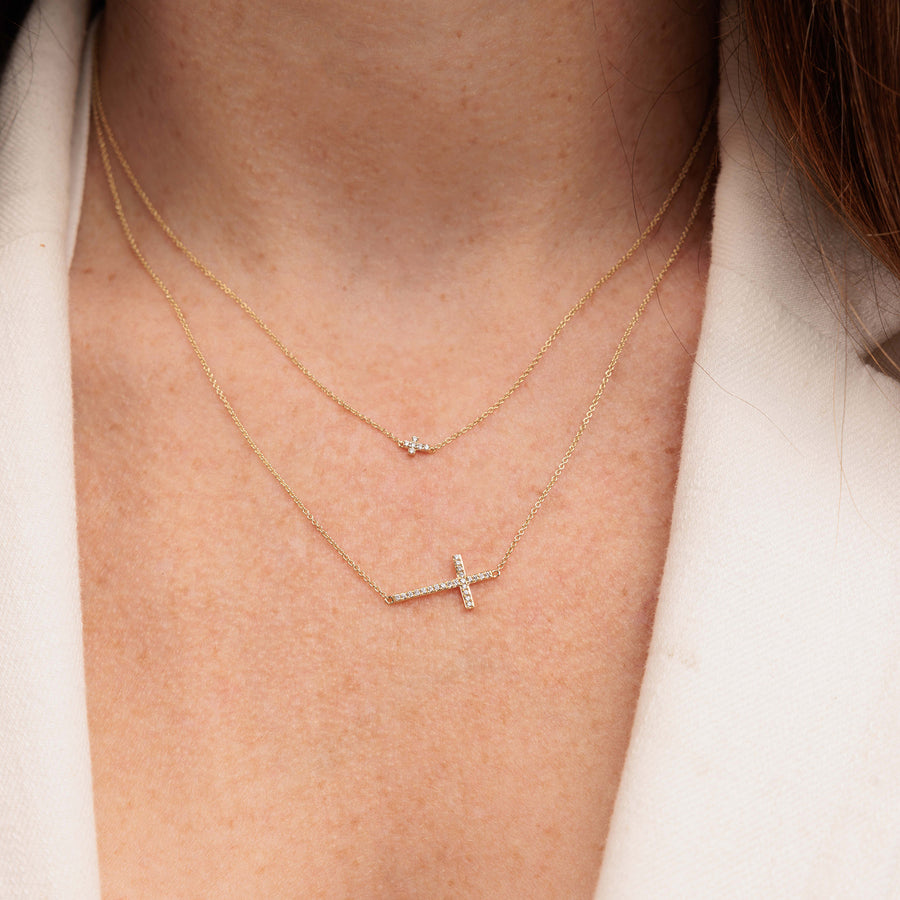 Diamond sideways cross pendant Outlet