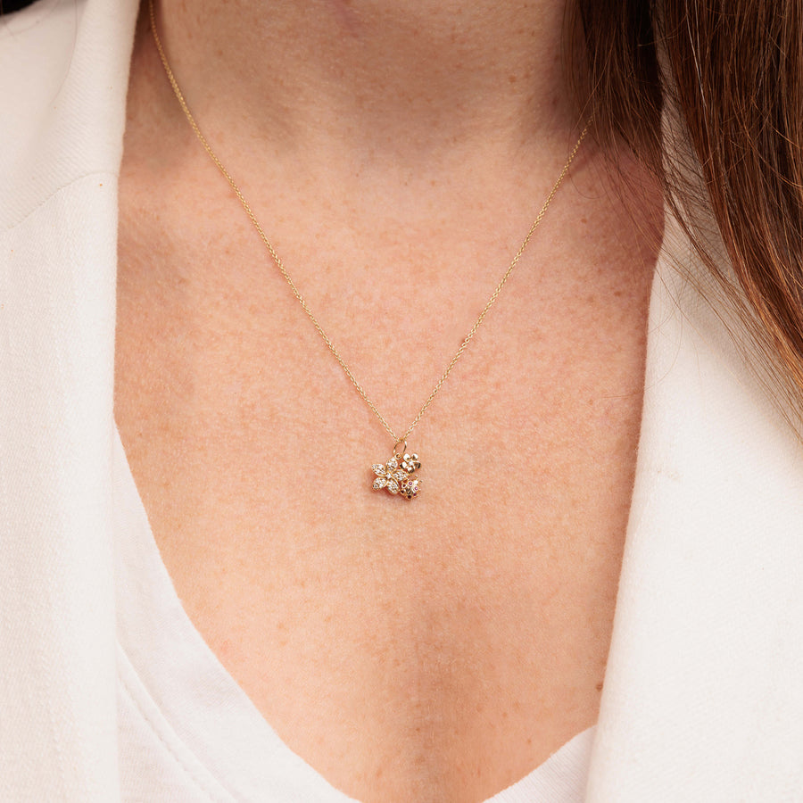 Gold & Diamond Plumeria Ladybug Cluster Charm - Sydney Evan Fine Jewelry