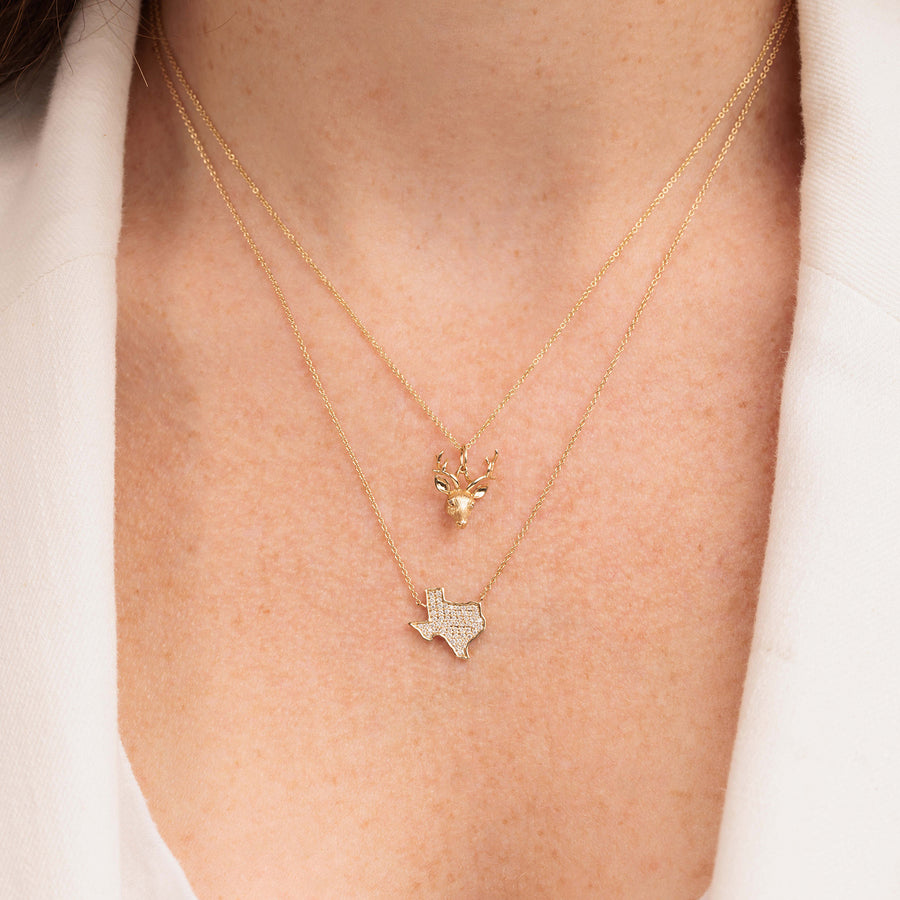 Gold & Diamond Texas State Outline Necklace - Sydney Evan Fine Jewelry