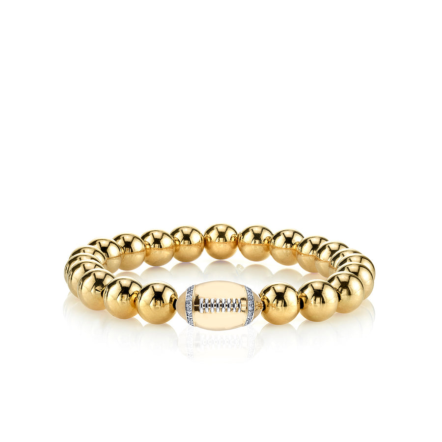 Gold & Diamond Football on Gold Beads - Sydney Evan Fine Jewelry