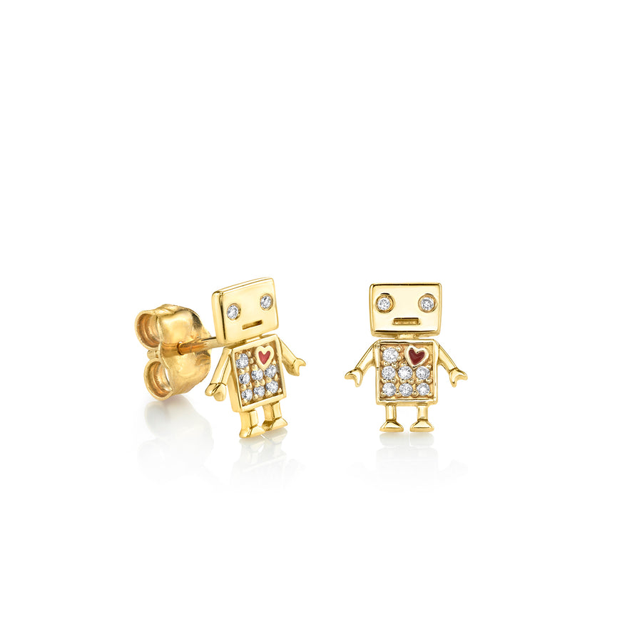 Kids Collection Gold & Diamond Robot Stud - Sydney Evan Fine Jewelry