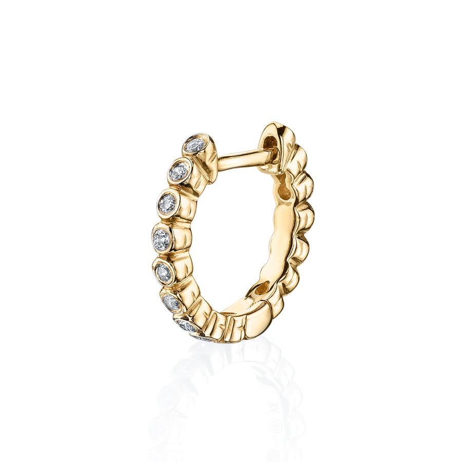 Gold & Bezel Diamond Huggie Hoops - Sydney Evan Fine Jewelry