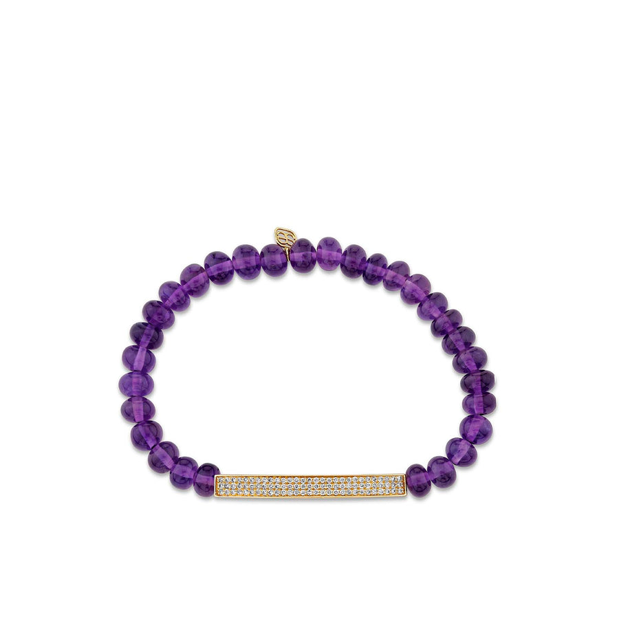 Gold & Diamond Bar on Amethyst - Sydney Evan Fine Jewelry