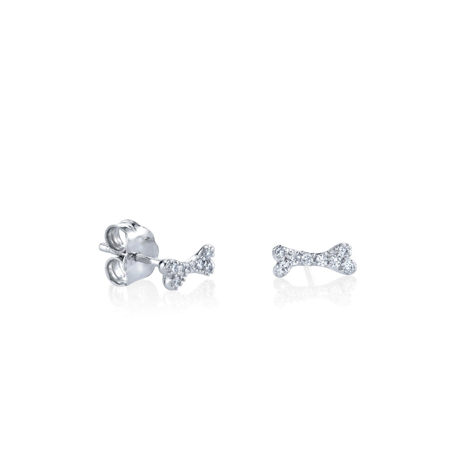 Kids Collection Gold & Diamond Tiny Dog Bone Stud - Sydney Evan Fine Jewelry