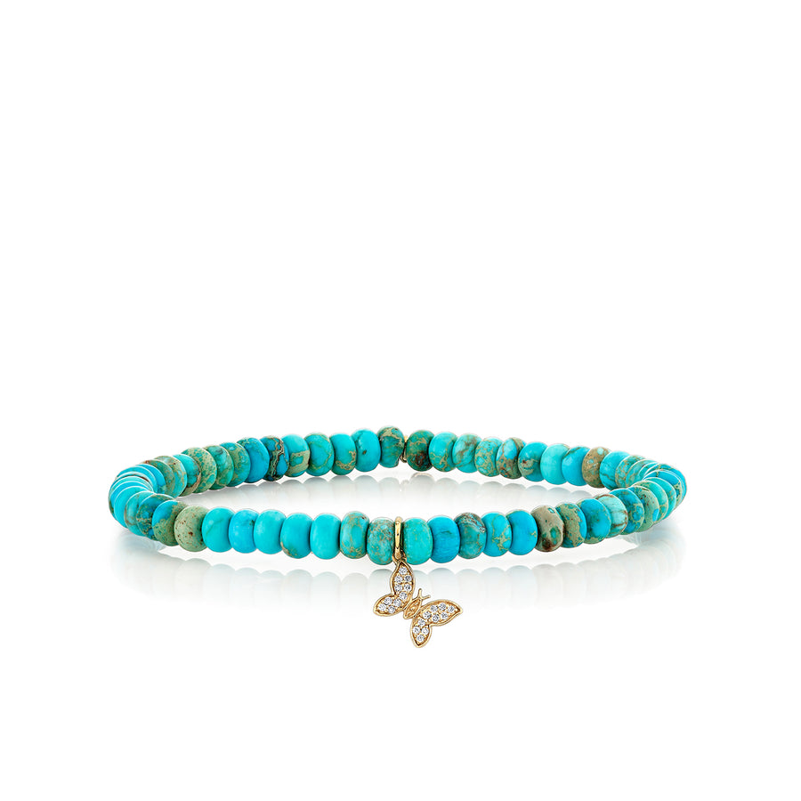 Gold & Diamond Tiny Pave Butterfly on Turquoise - Sydney Evan Fine Jewelry