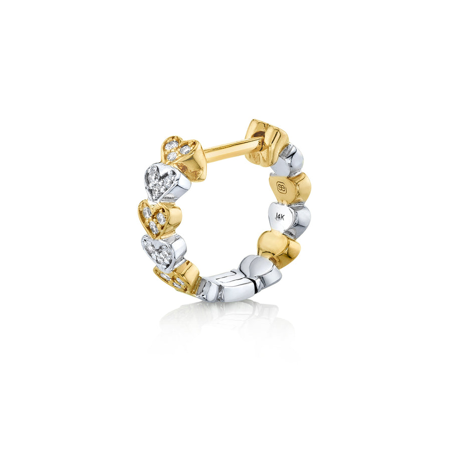 Two Tone Gold & Diamond Heart Eternity Huggie Hoops - Sydney Evan Fine Jewelry