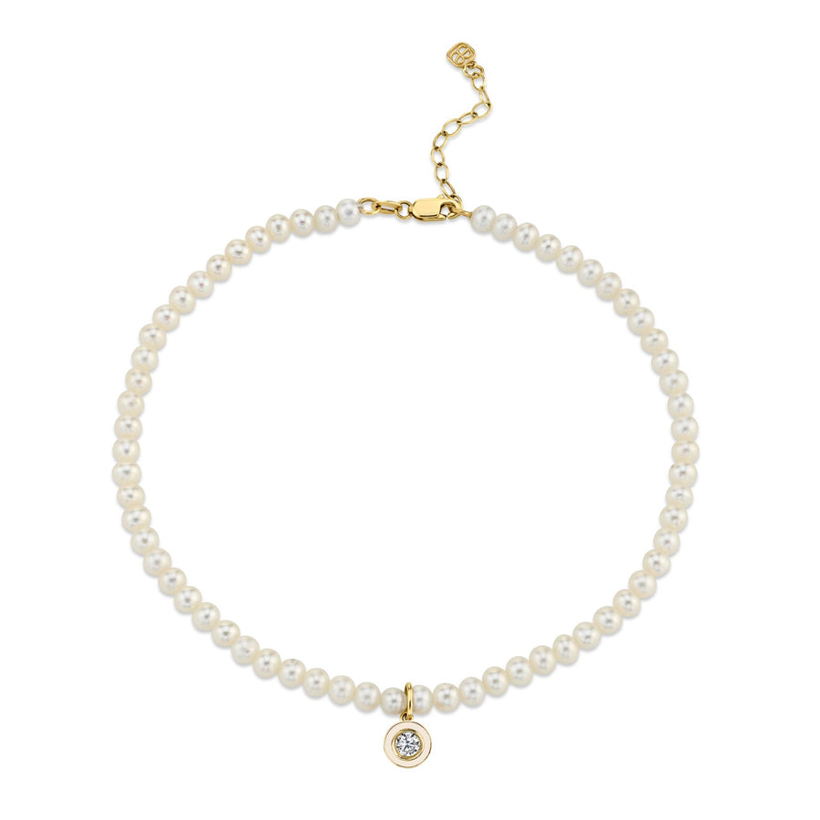 Gold & Diamond Pearl Anklet - Sydney Evan Fine Jewelry