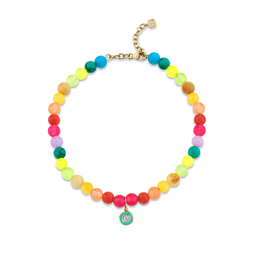 Gold & Diamond Rainbow Jade Anklet - Sydney Evan Fine Jewelry