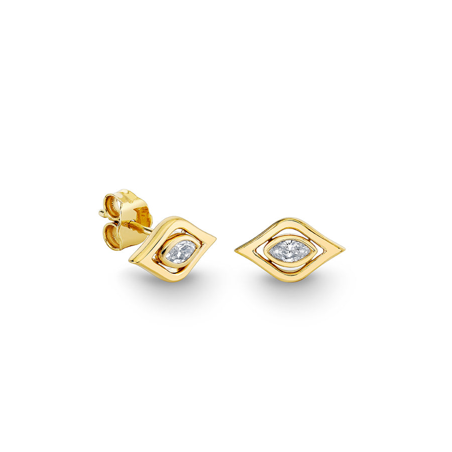 Gold & Diamond Floating Marquise Eye Stud - Sydney Evan Fine Jewelry