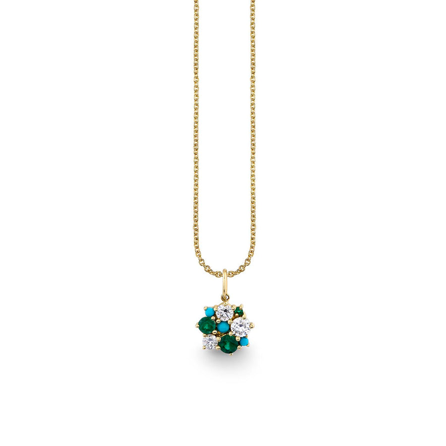 Gold & Diamond Tri Stone Cocktail Disc Charm Necklace - Sydney Evan Fine Jewelry