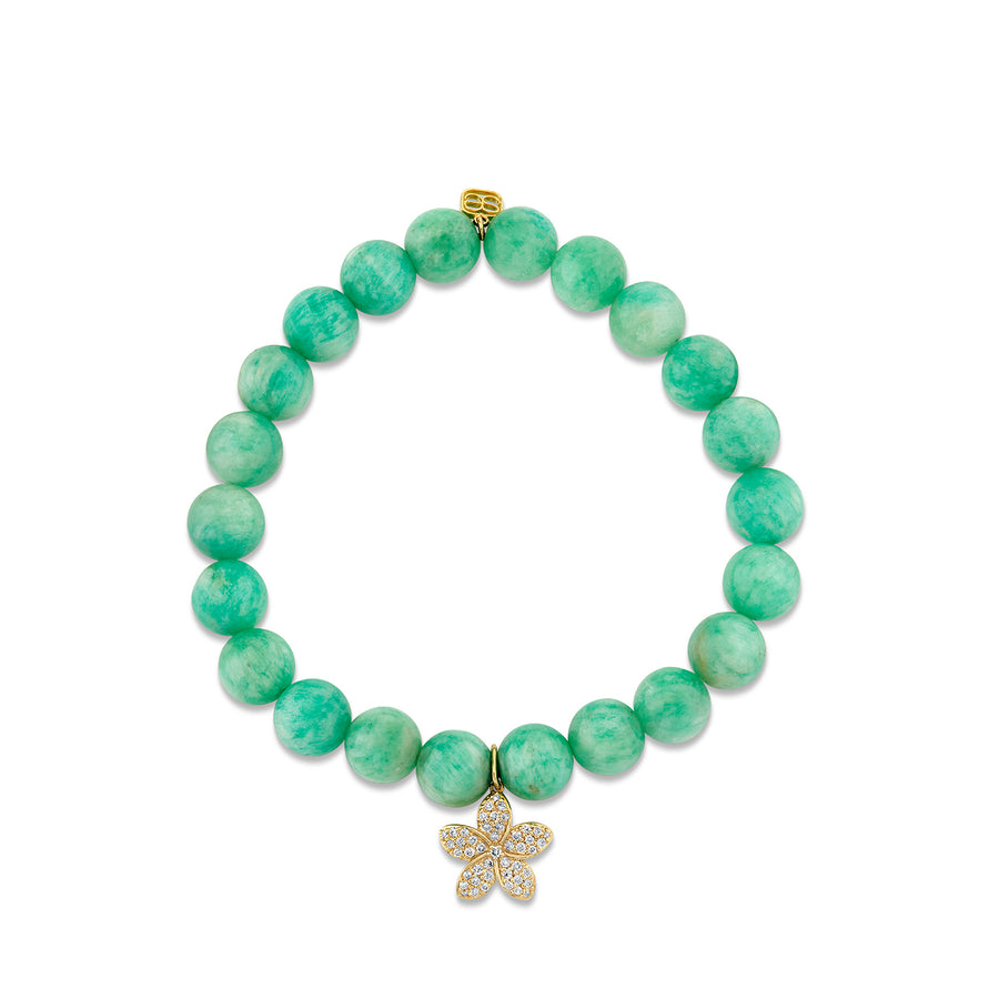 Gold & Diamond Plumeria on Amazonite - Sydney Evan Fine Jewelry