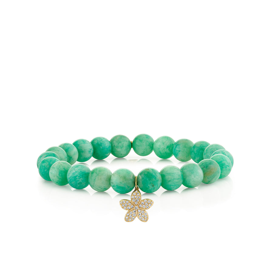 Gold & Diamond Plumeria on Amazonite - Sydney Evan Fine Jewelry