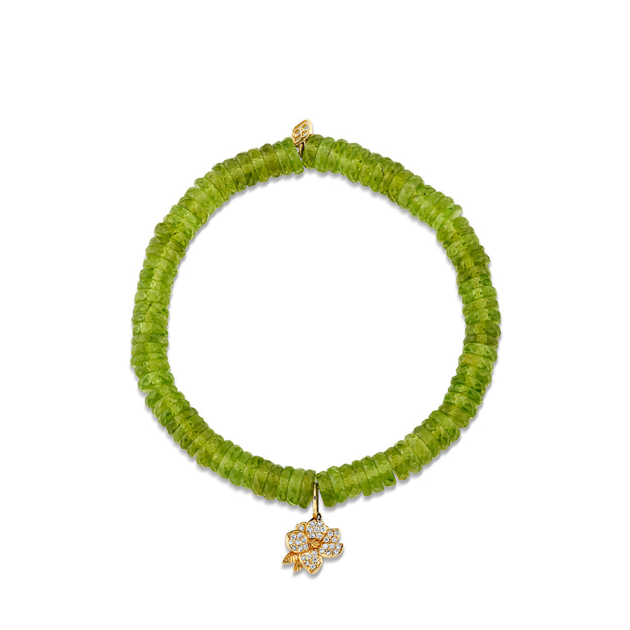 Gold & Diamond Small Magnolia on Peridot - Sydney Evan Fine Jewelry