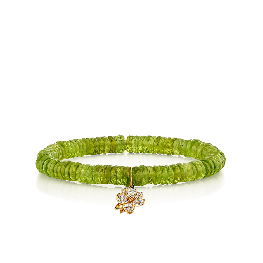 Gold & Diamond Small Magnolia on Peridot - Sydney Evan Fine Jewelry