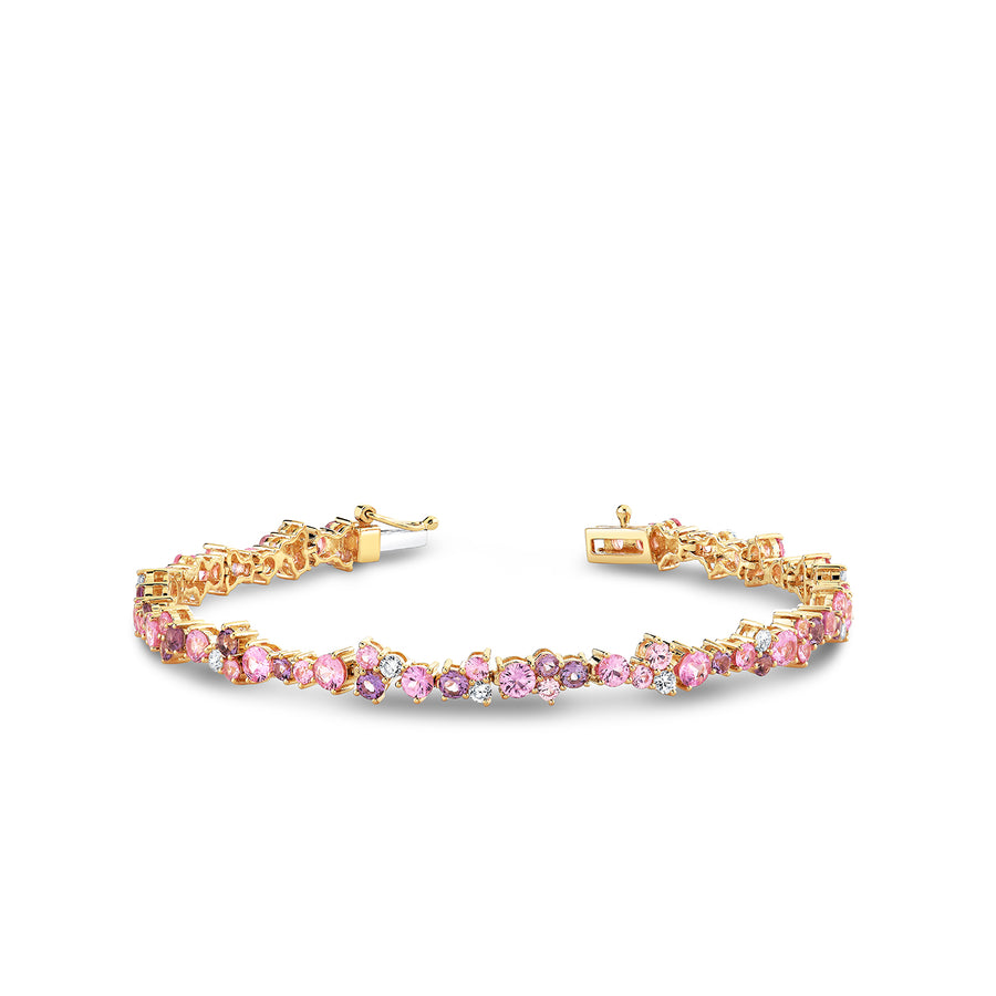 Gold, Diamond, Pink Sapphire & Amethyst Wicked Glinda Cocktail Eternity Bracelet - Sydney Evan Fine Jewelry